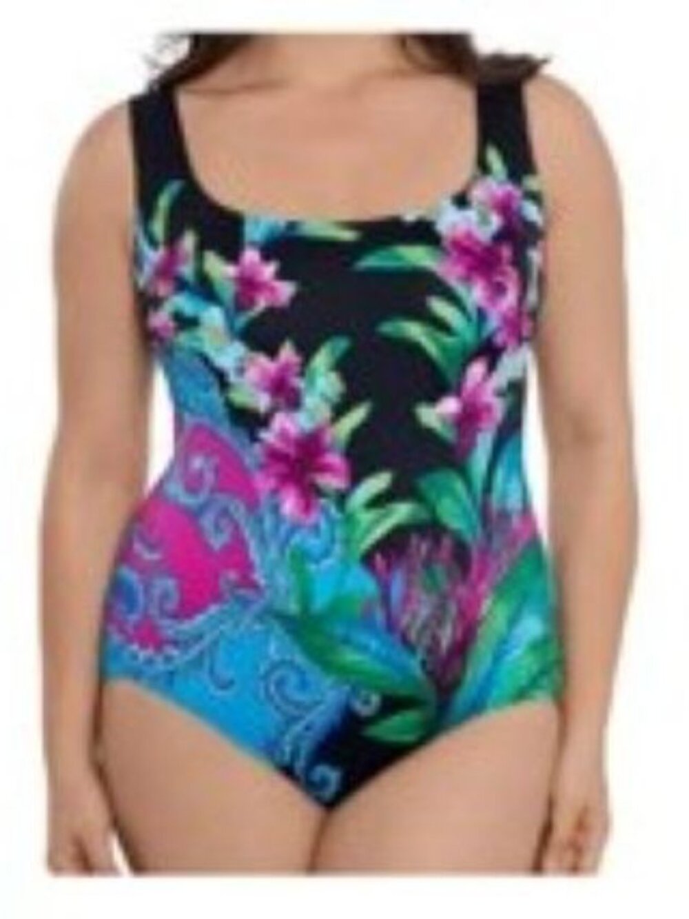 NWT LONGITUDE ONE PIECE SWIMSUIT SIZE16 TALL LONG TORSO TUMMY CONTROL MULTICOLOR